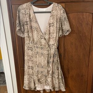 All in Favor Beige Snake Print Mini Dress